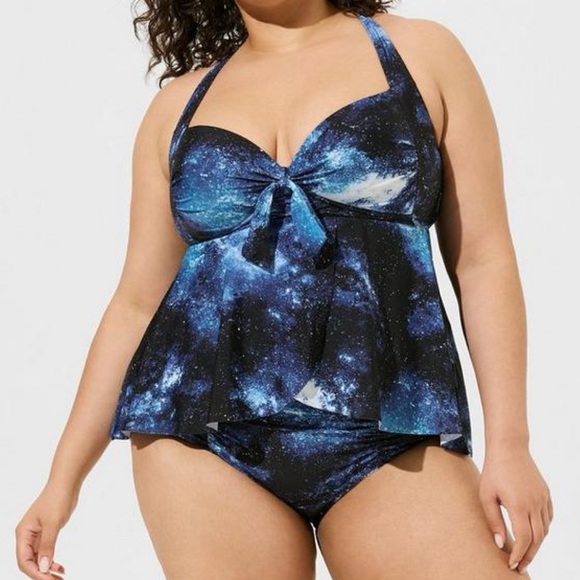 Torrid Bright Galaxy Wireless Babydoll Tankini Top & Bottoms Swimsuit SET 1X 2X - Picture 16 of 16